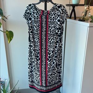 Madison Leigh Black and White Animal Print Midi Dress